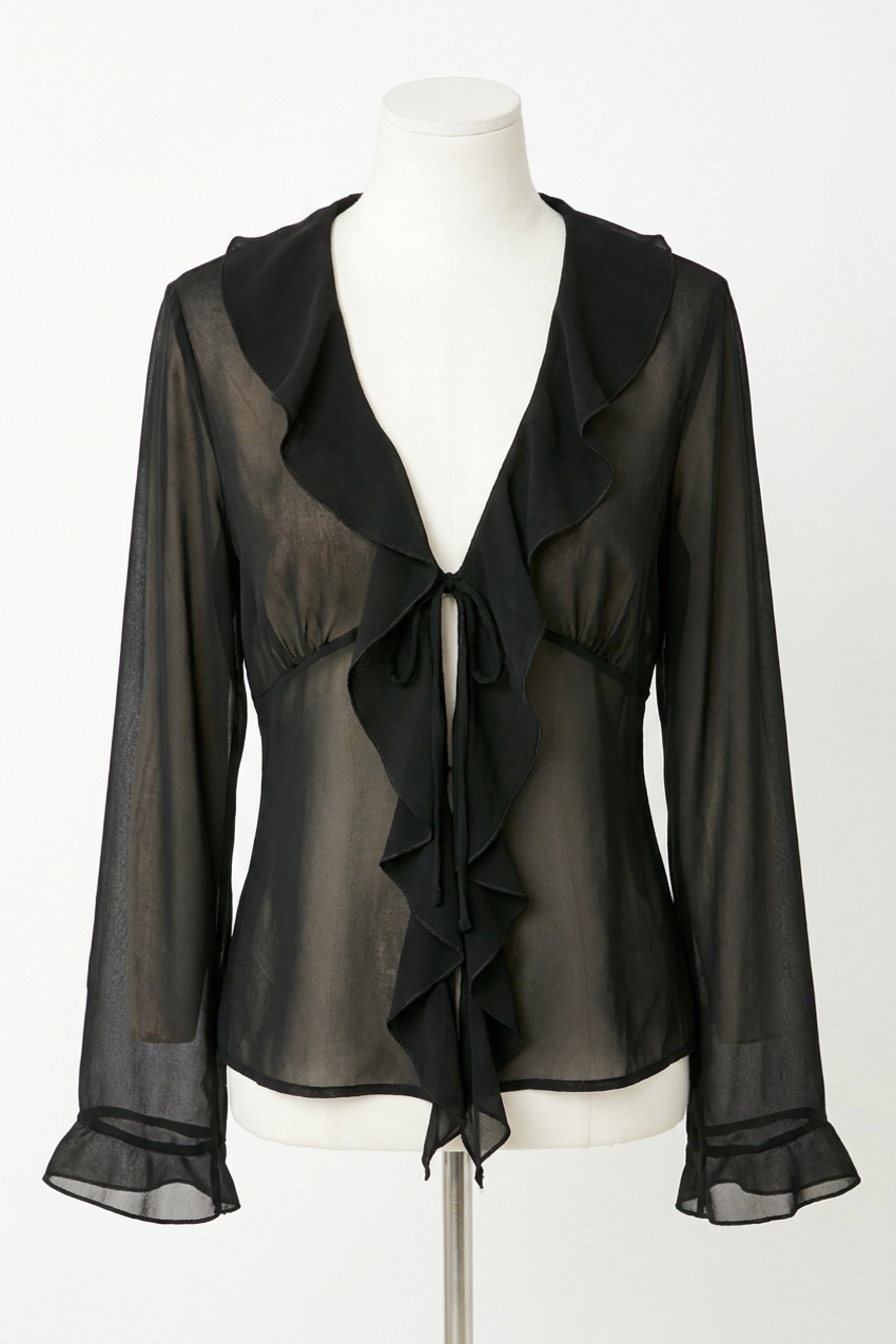 NEW FRANK LYMAN woven sheer blouse in black
